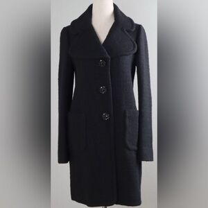 KATE SPADE Wool Tweed Coat with Jewel Embellished Button size 0